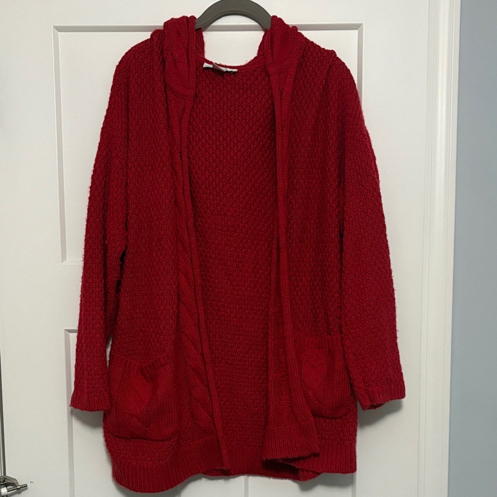 Christopher & Banks red knit cardigan size: L - Picture 1 of 7